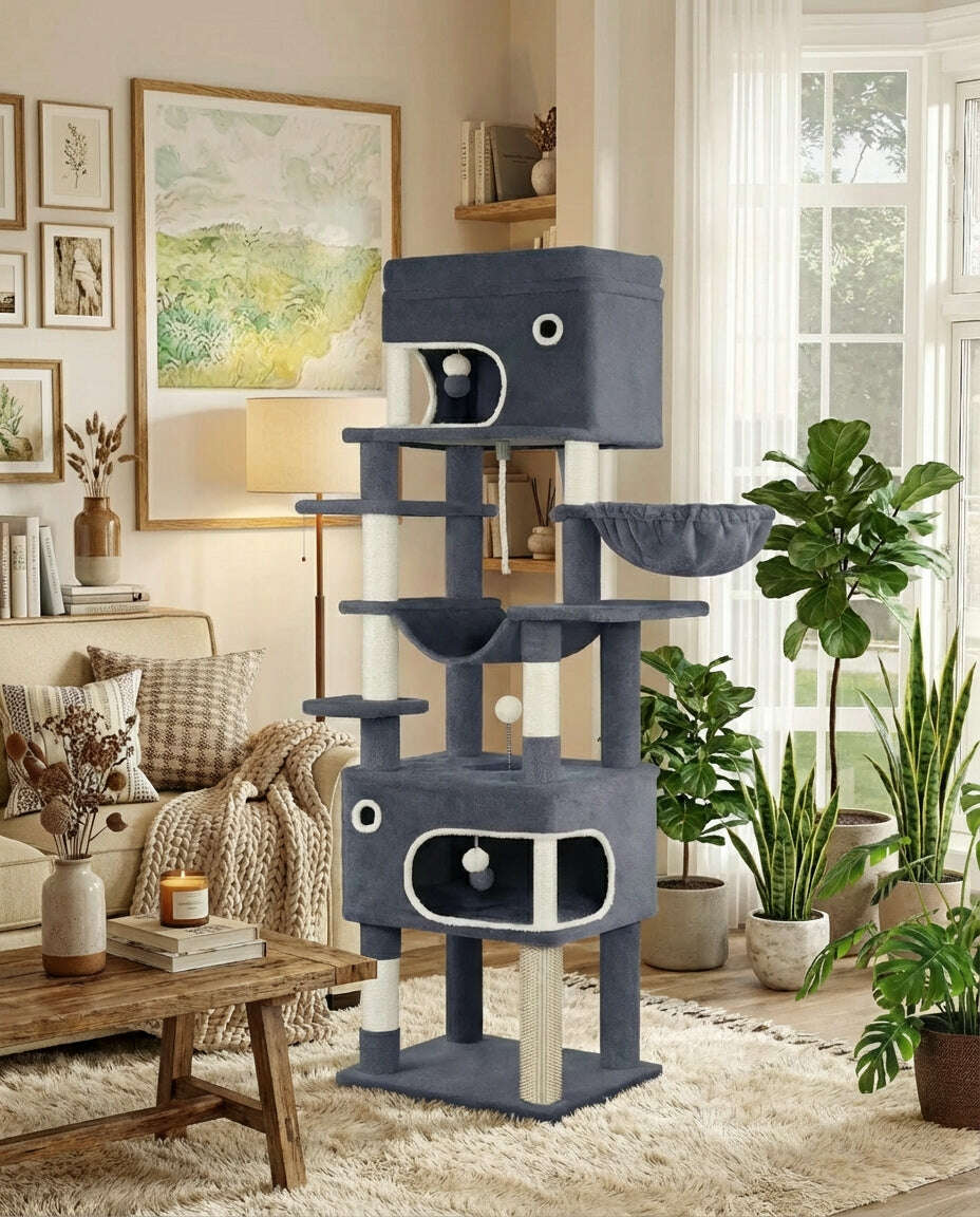 Grand arbre à chat, plateformes et griffoir sisal