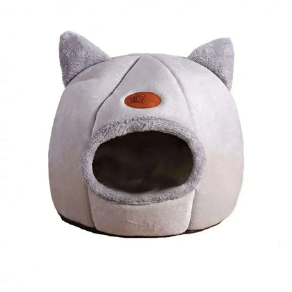 Igloo douillet pour chat en gris