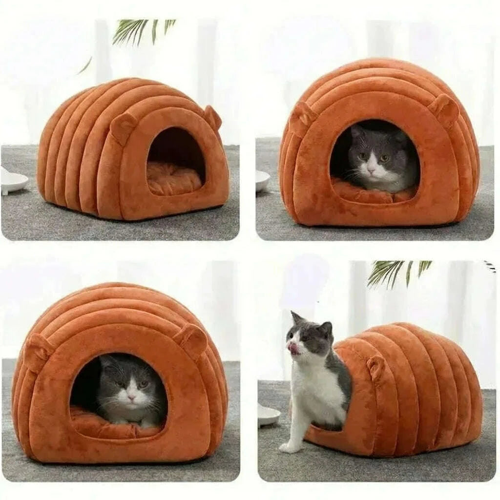 Maison chenille douillette pour chat — détail
