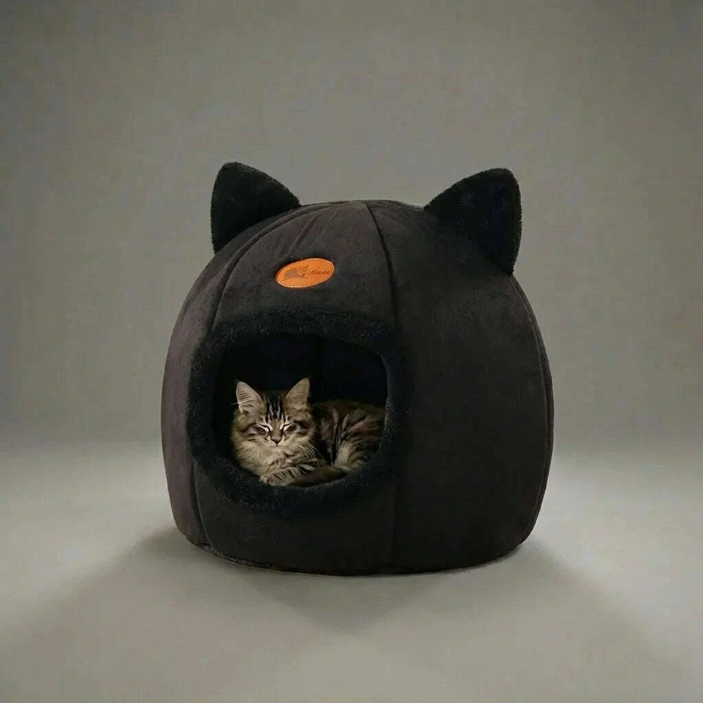 Maison design pour chat en noir — vue d'ensemble