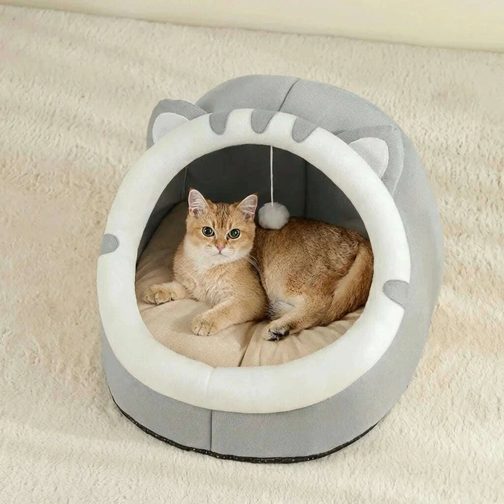 Maison confort pour chat en gris — vue d'ensemble