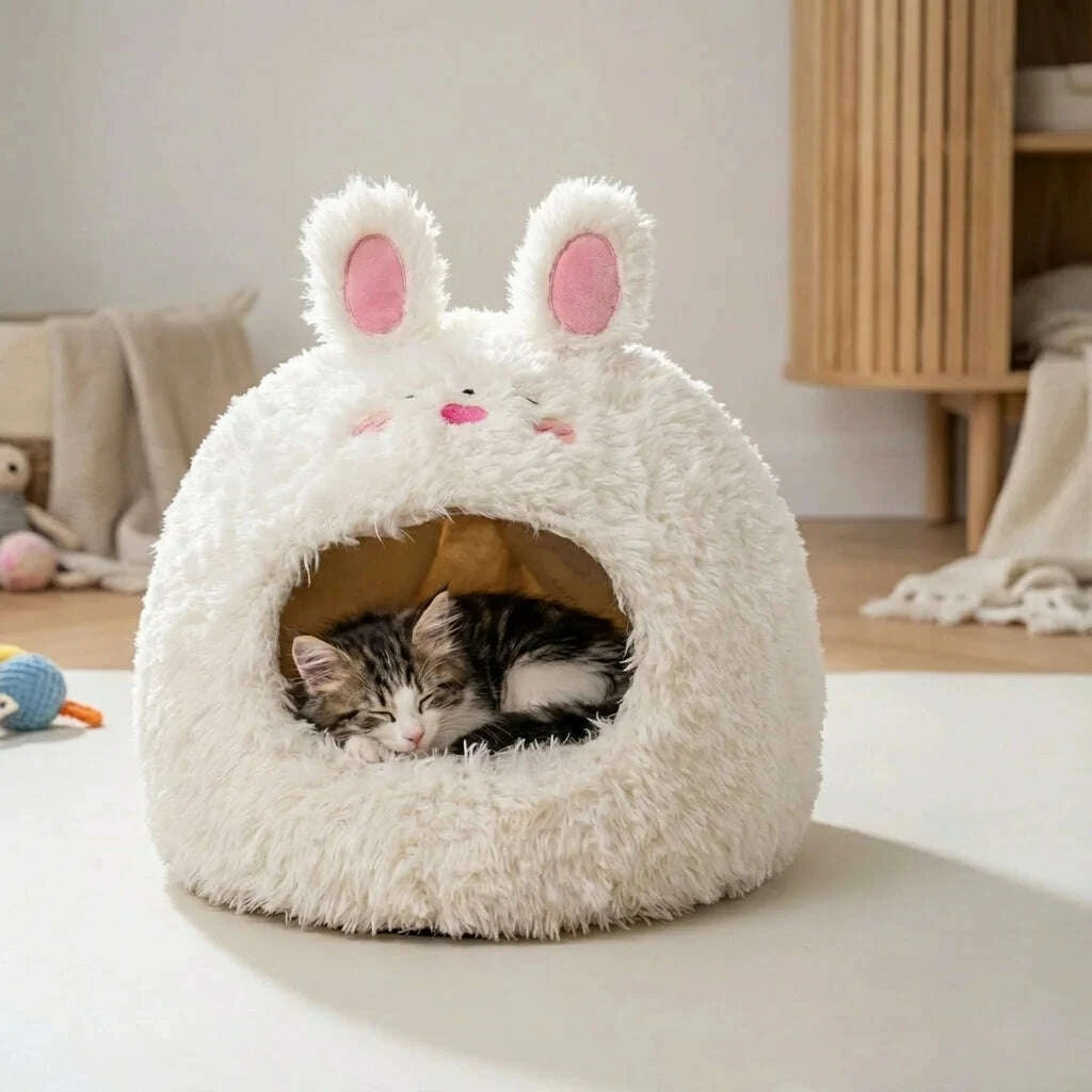 Niche pour chat blanche — en situation