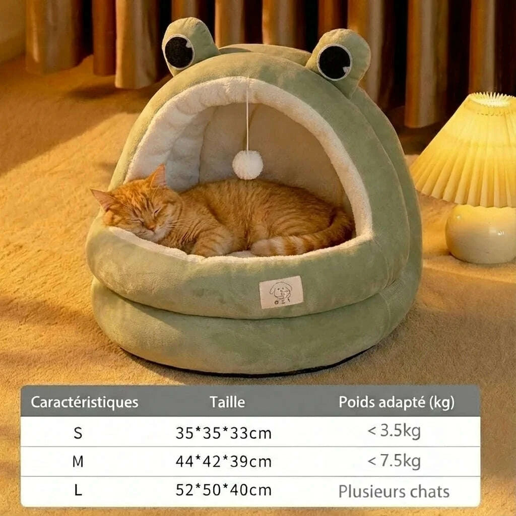 Maison verte pour chat cocon — vue arrière