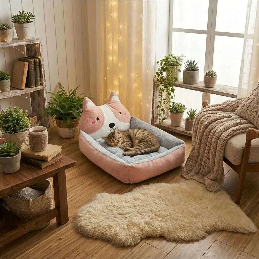 Panier douillet pour chat avec coussin moelleux — vue arrière