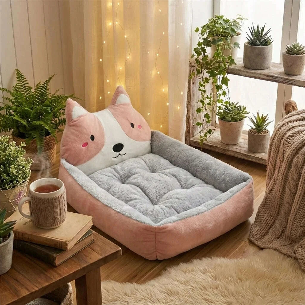 Panier douillet pour chat avec coussin moelleux — vue de côté