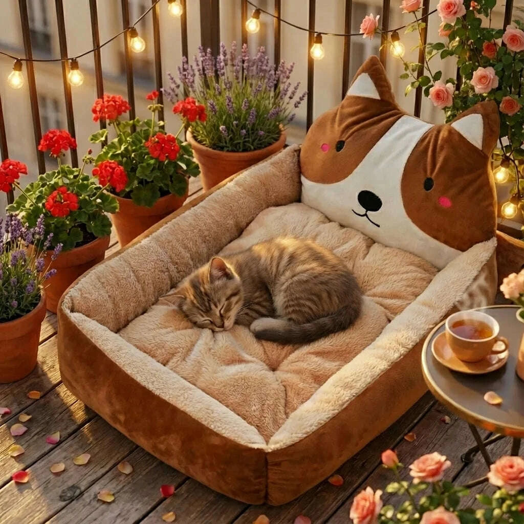 Panier moelleux pour chat — en situation