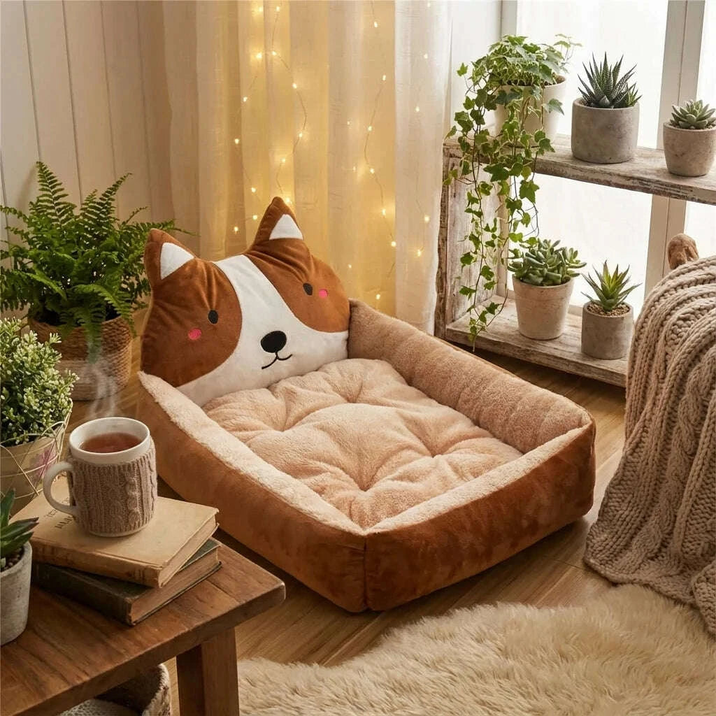 Panier moelleux pour chat — vue de côté