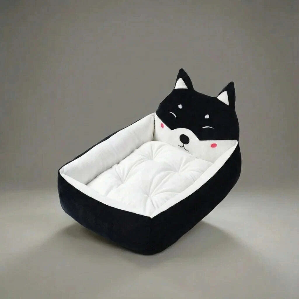 Panier noir douillet pour chat — vue d'ensemble
