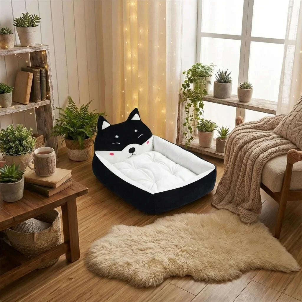 Panier noir douillet pour chat — détail