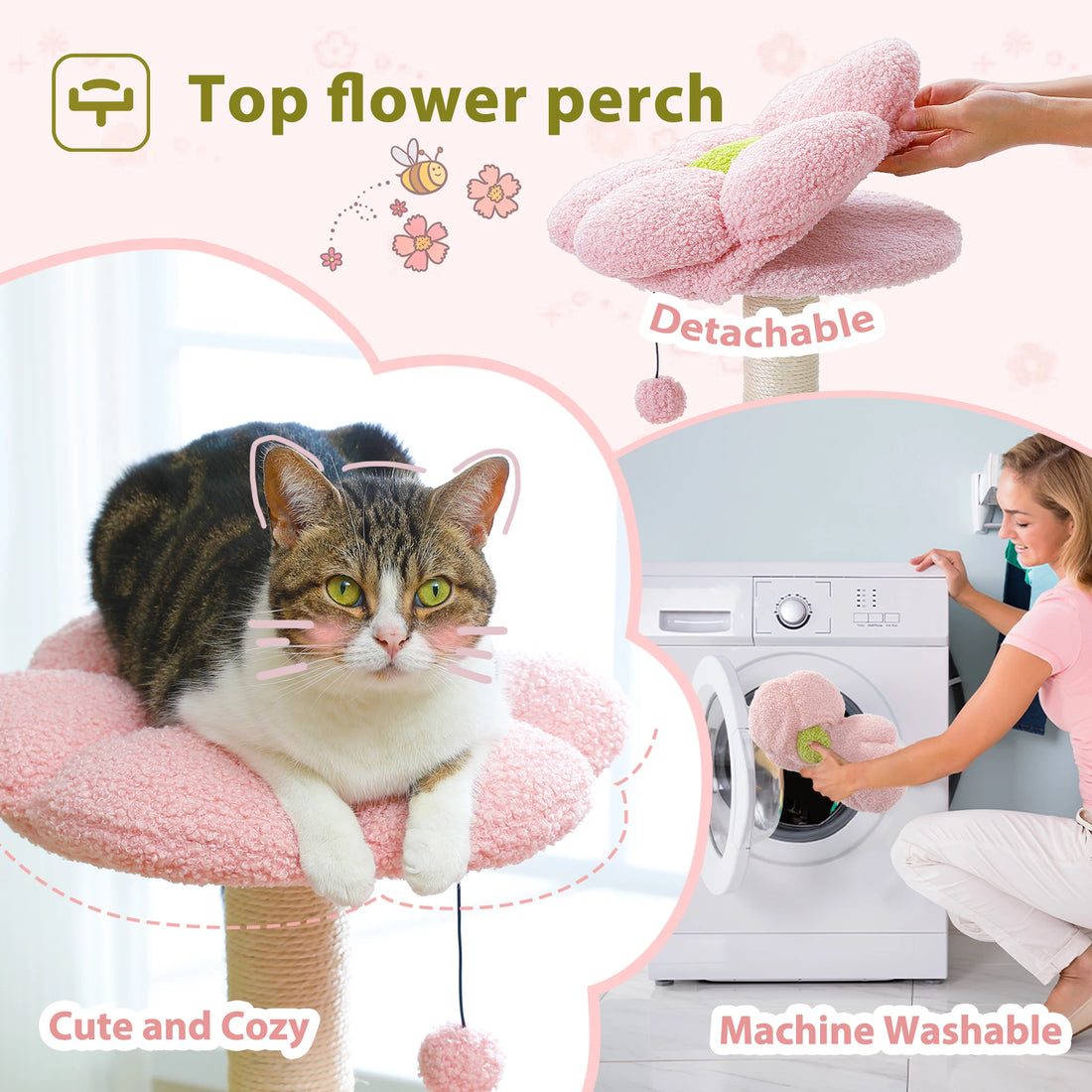 Arbre à chat fleur avec hamac en métal