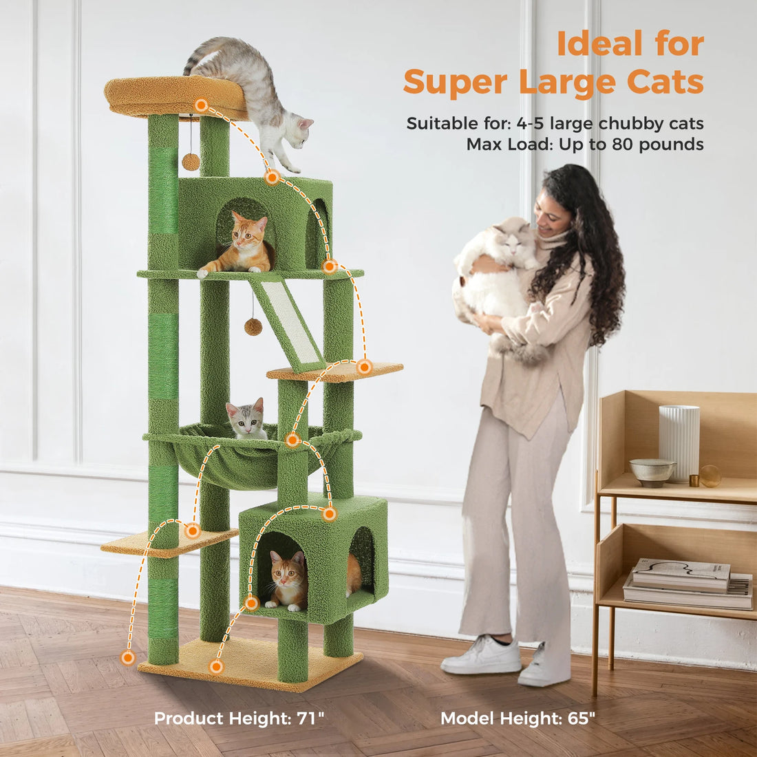 Arbre à chat 180 cm à deux grandes niches
