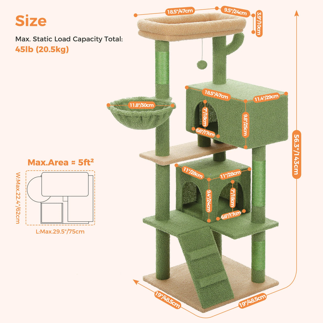 Arbre à chat 106 cm avec échelle et niches