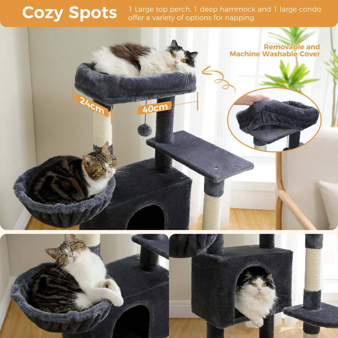 Arbre à chat niche arche avec hamac