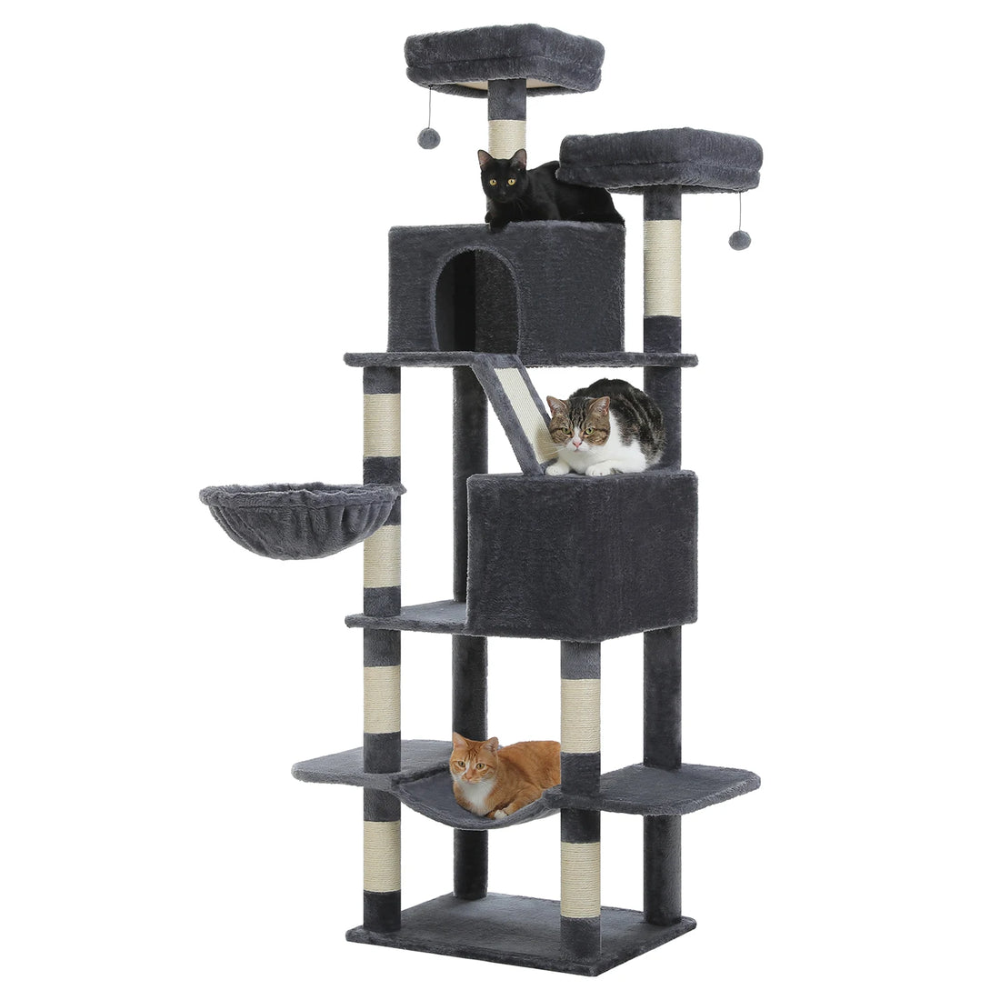 Arbre à chat d'angle avec panier suspendu
