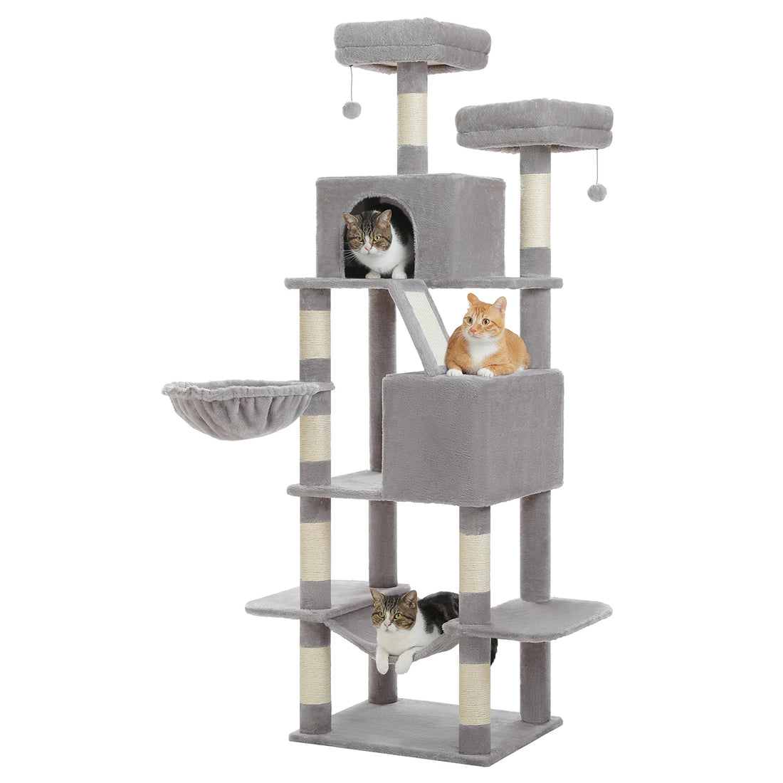 Arbre à chat d'angle avec panier suspendu