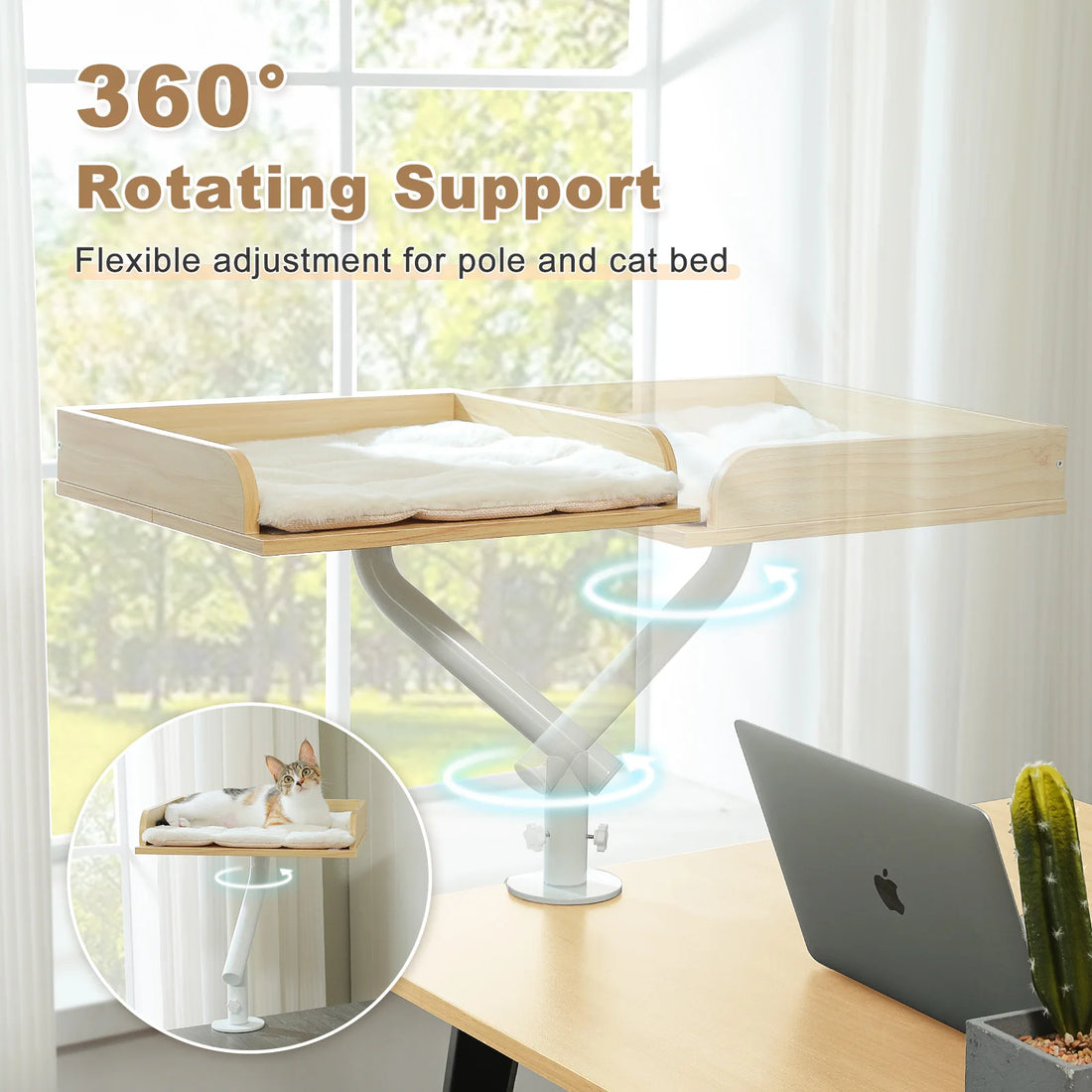 Plateau de bureau pour chat rotatif 360°