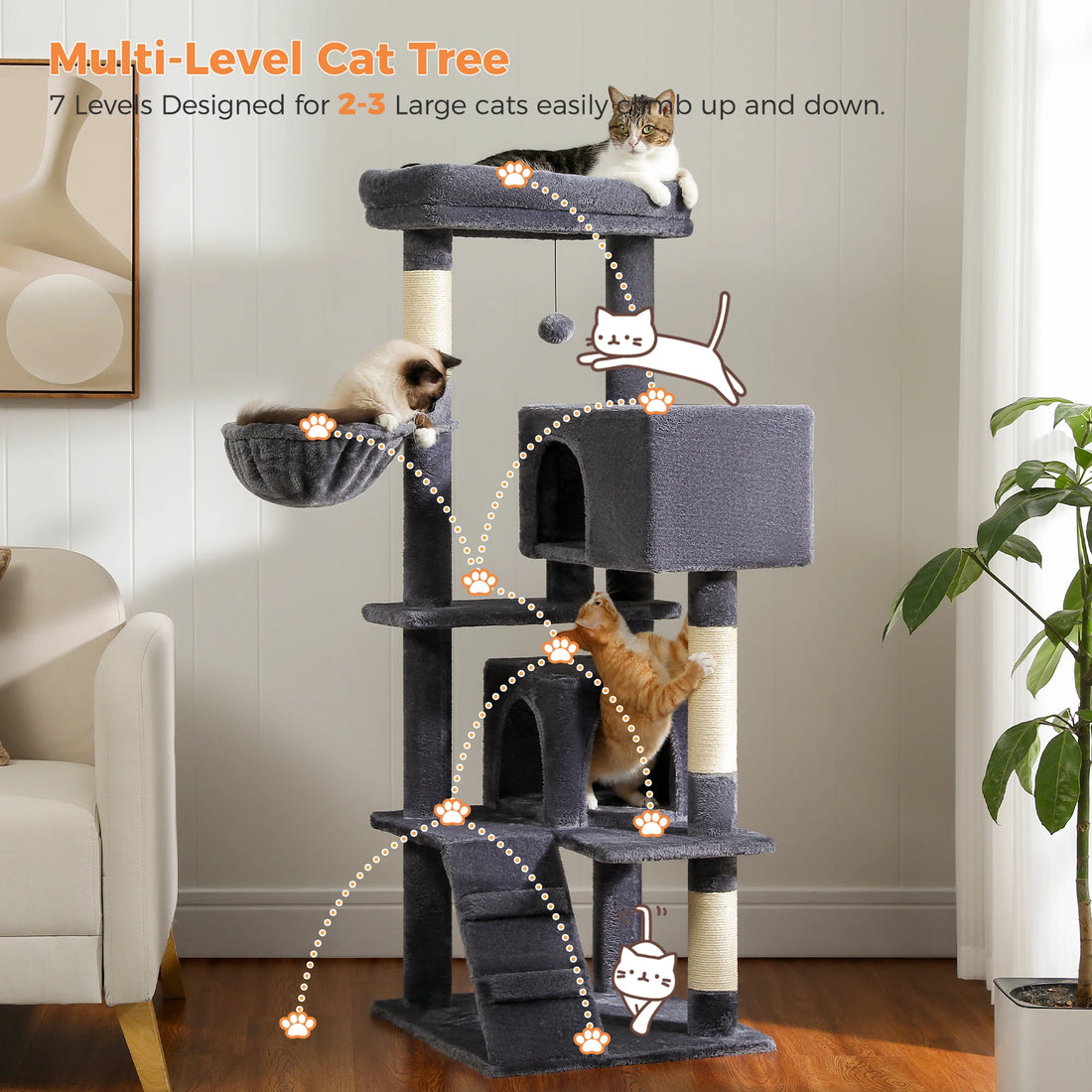 Arbre à chat 106 cm avec échelle et niches
