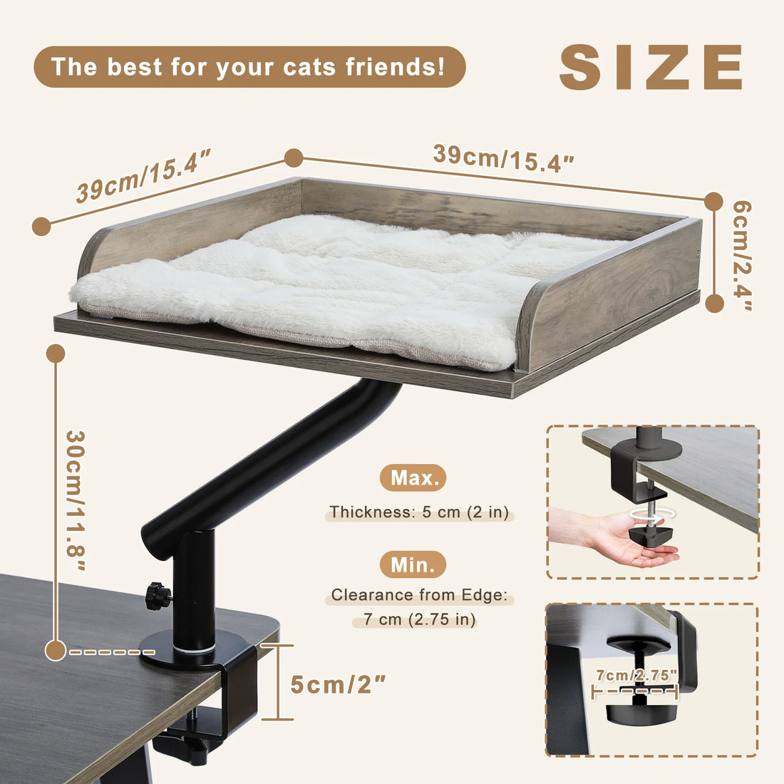 Plateau de bureau pour chat rotatif 360°