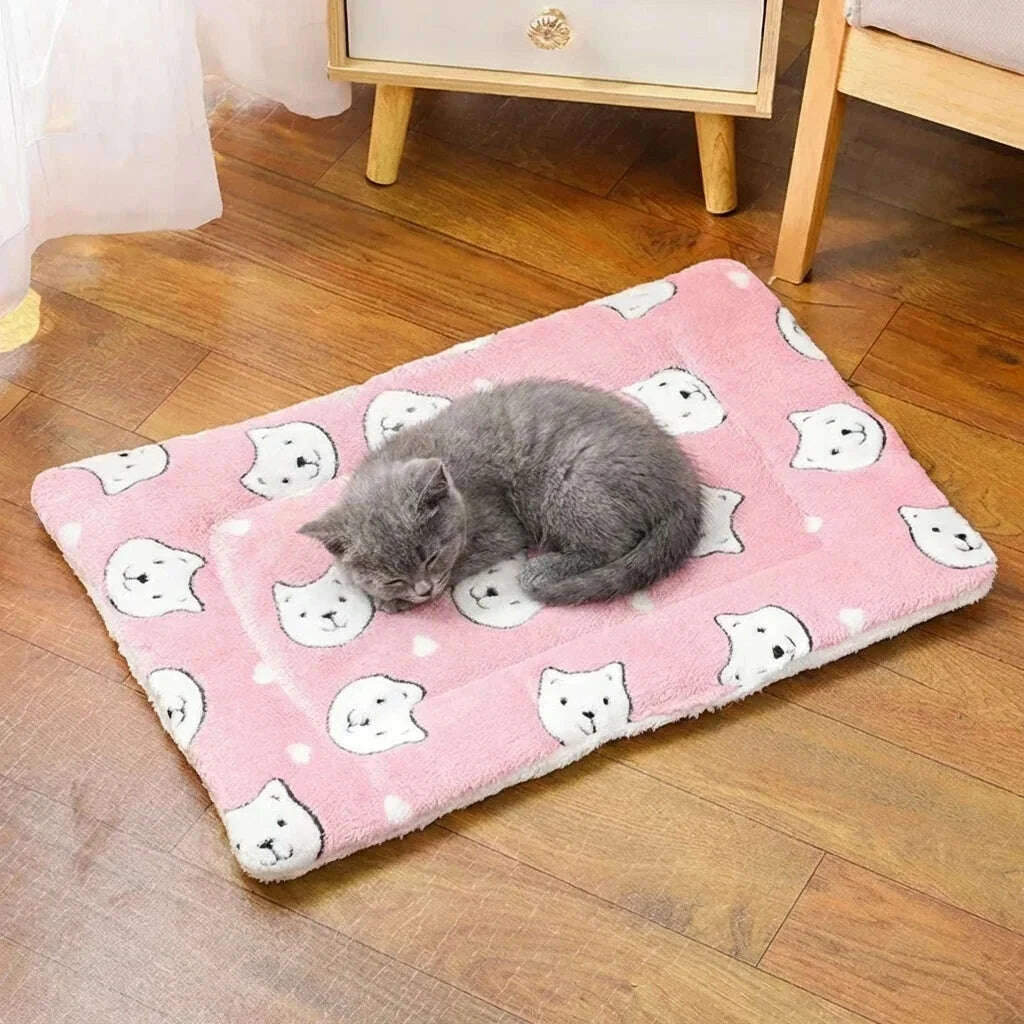 Tapis doux pour chat avec motif ours rose — vue d'ensemble