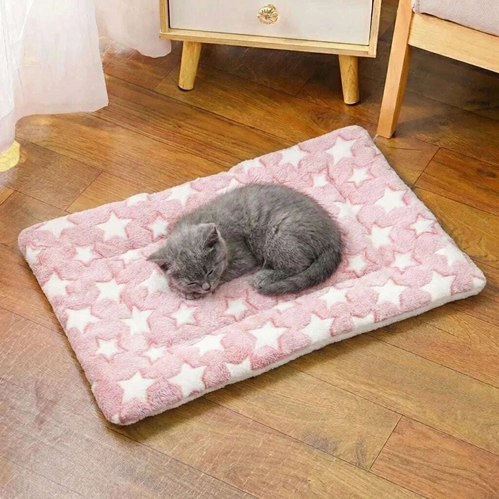 Tapis de sol pour chat à motif étoilé rose