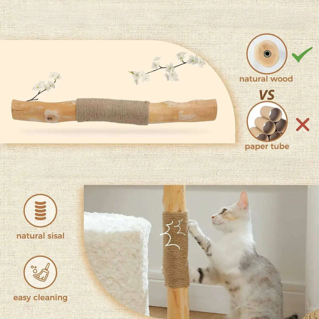 Petit arbre à chat en bois massif — en situation