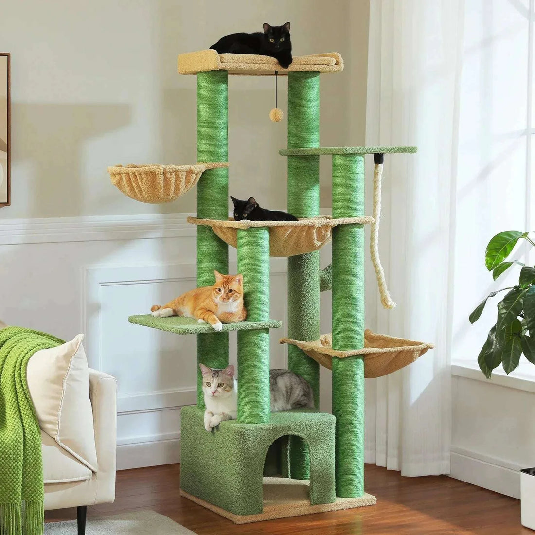 Large cactus-style cat tree, full view