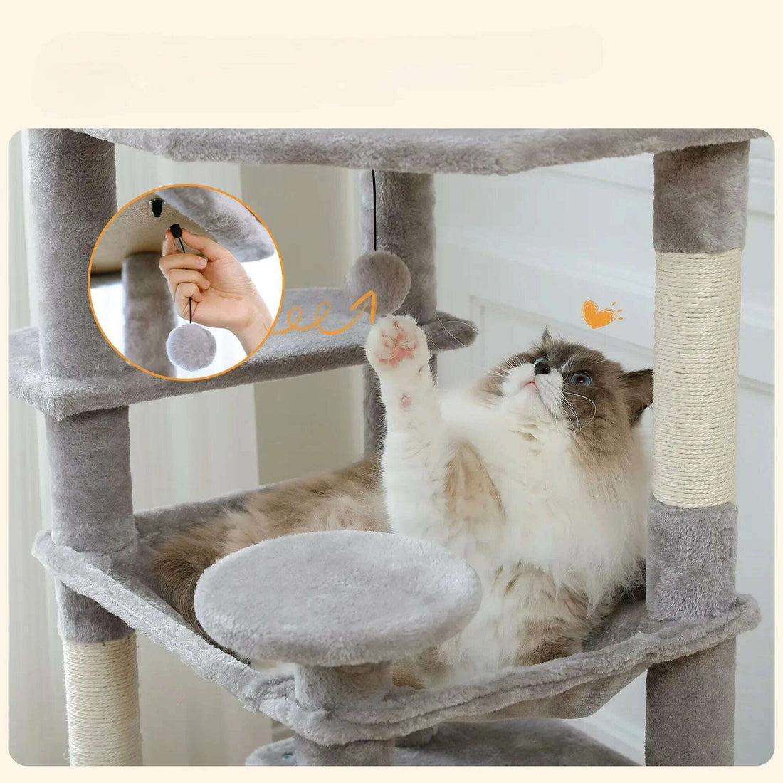 Arbre à chat grand modèle gris pour Maine Coon — détail