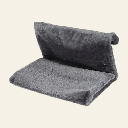 Hamac de radiateur pour chat en peluche grise, panier suspendu