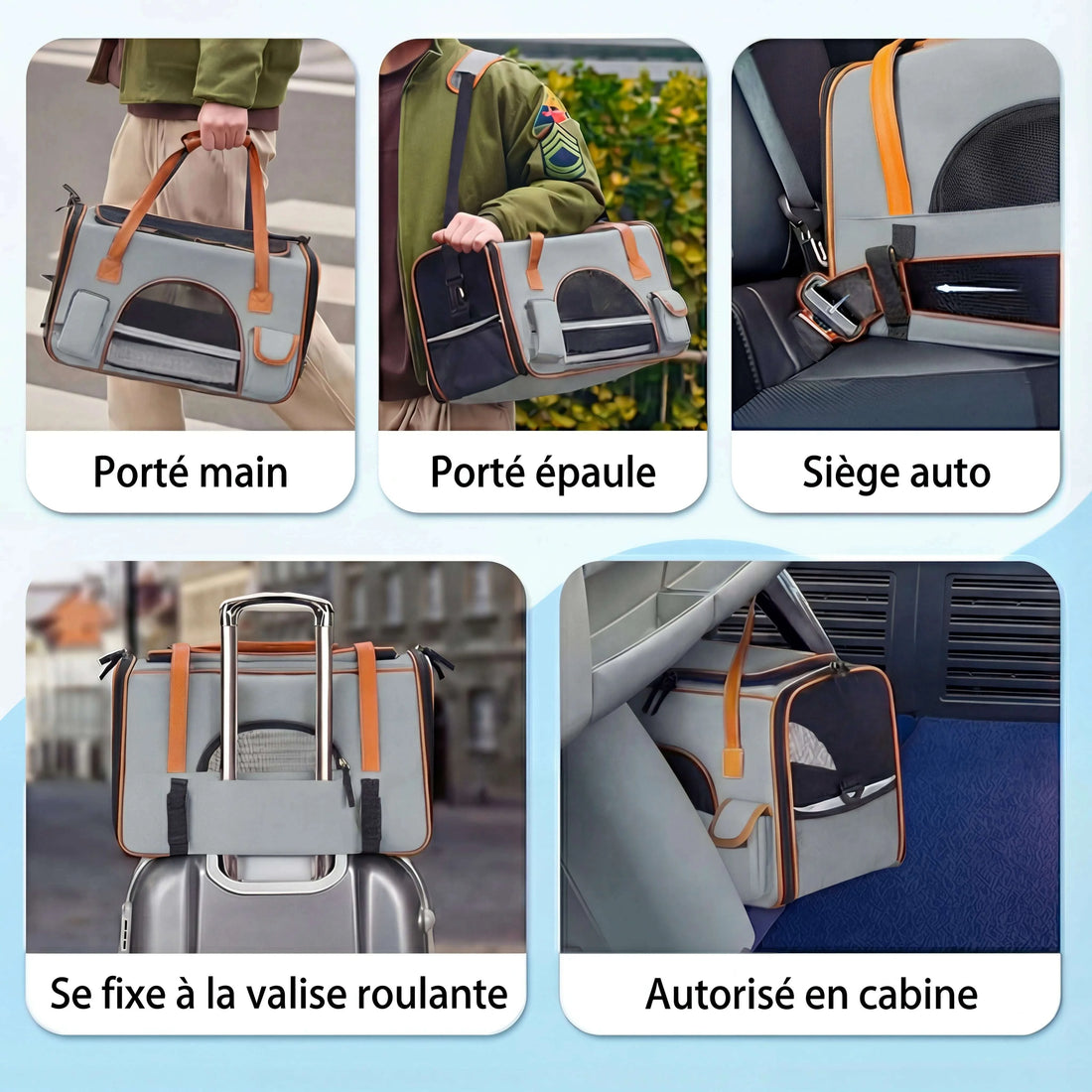 Sac de transport pour chat souple et pratique — vue zoom