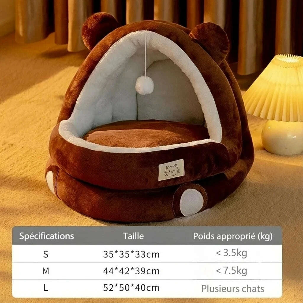 Maison pour chat au design inspiré d'un ours — détail