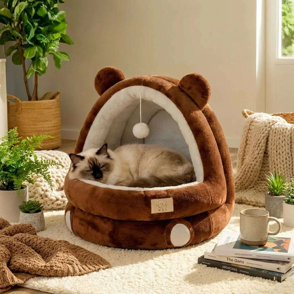 Maison pour chat au design inspiré d'un ours — vue d'ensemble