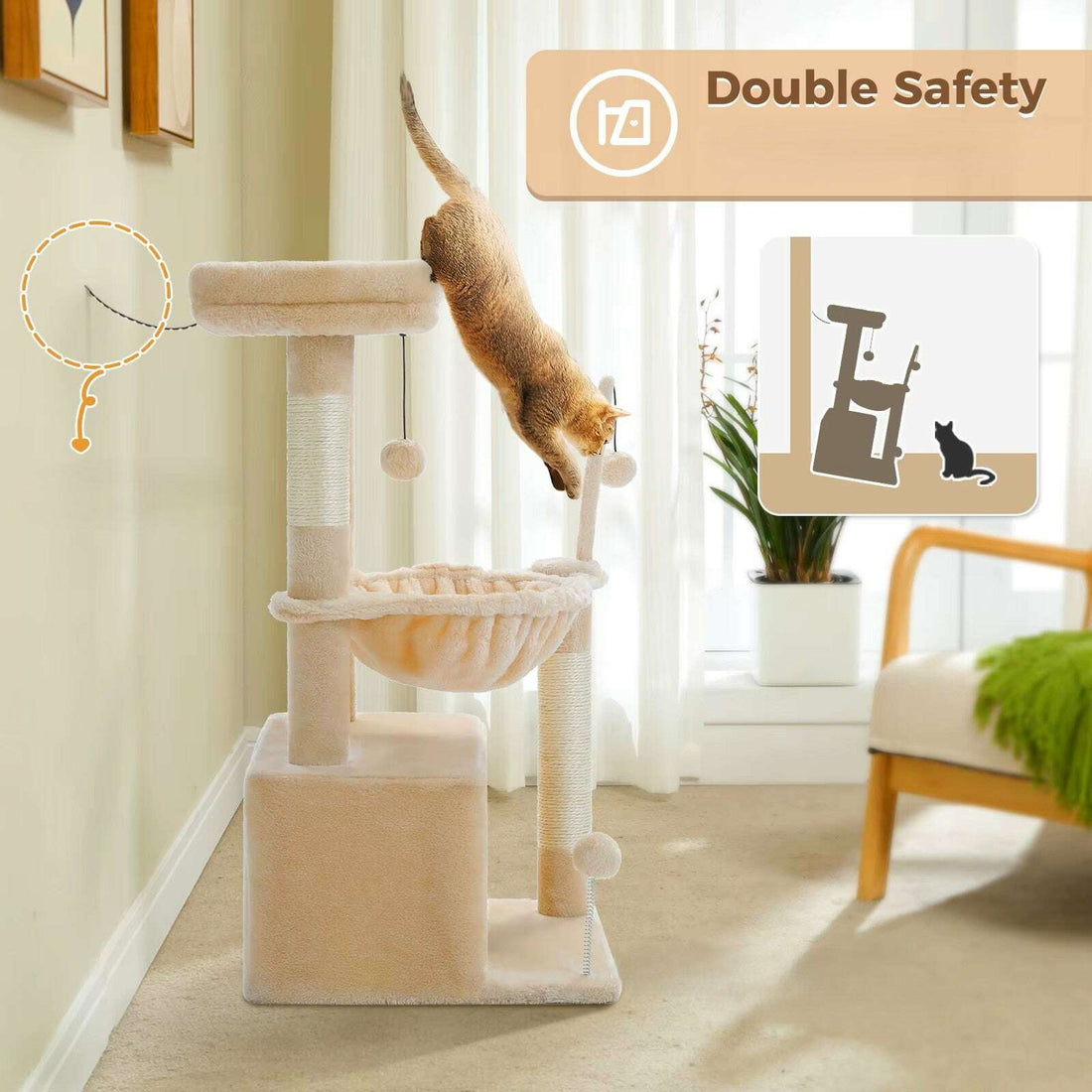 Petit arbre à chat compact et design — vue de côté