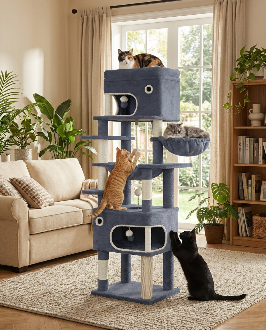 Arbre à chat en bois XXL png