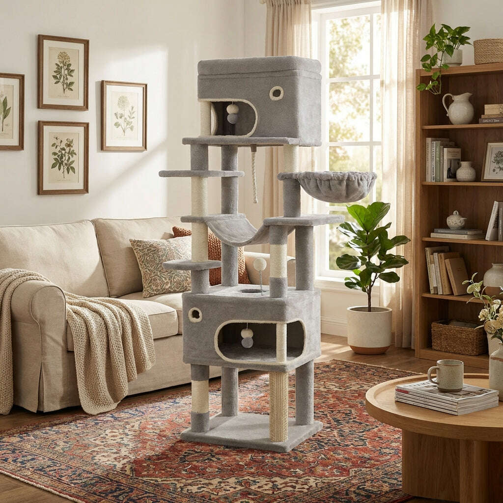 Arbre à chat XXL solide, de profil