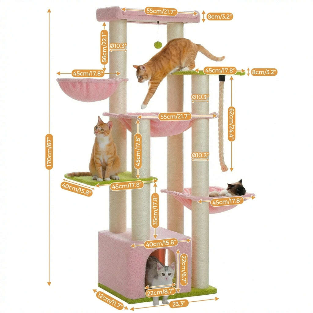 Arbre à chat floral pour grands gabarits — en situation
