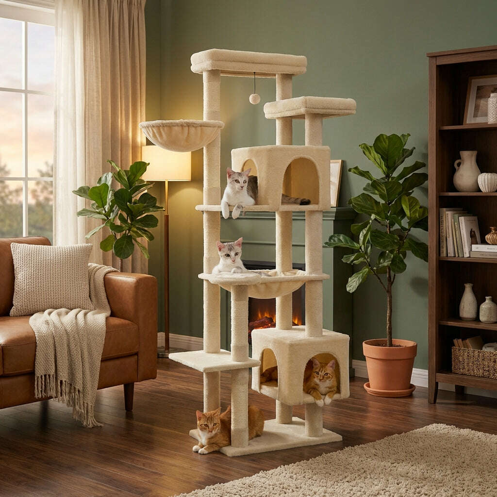 Arbre à chat XXL beige — vue d'ensemble