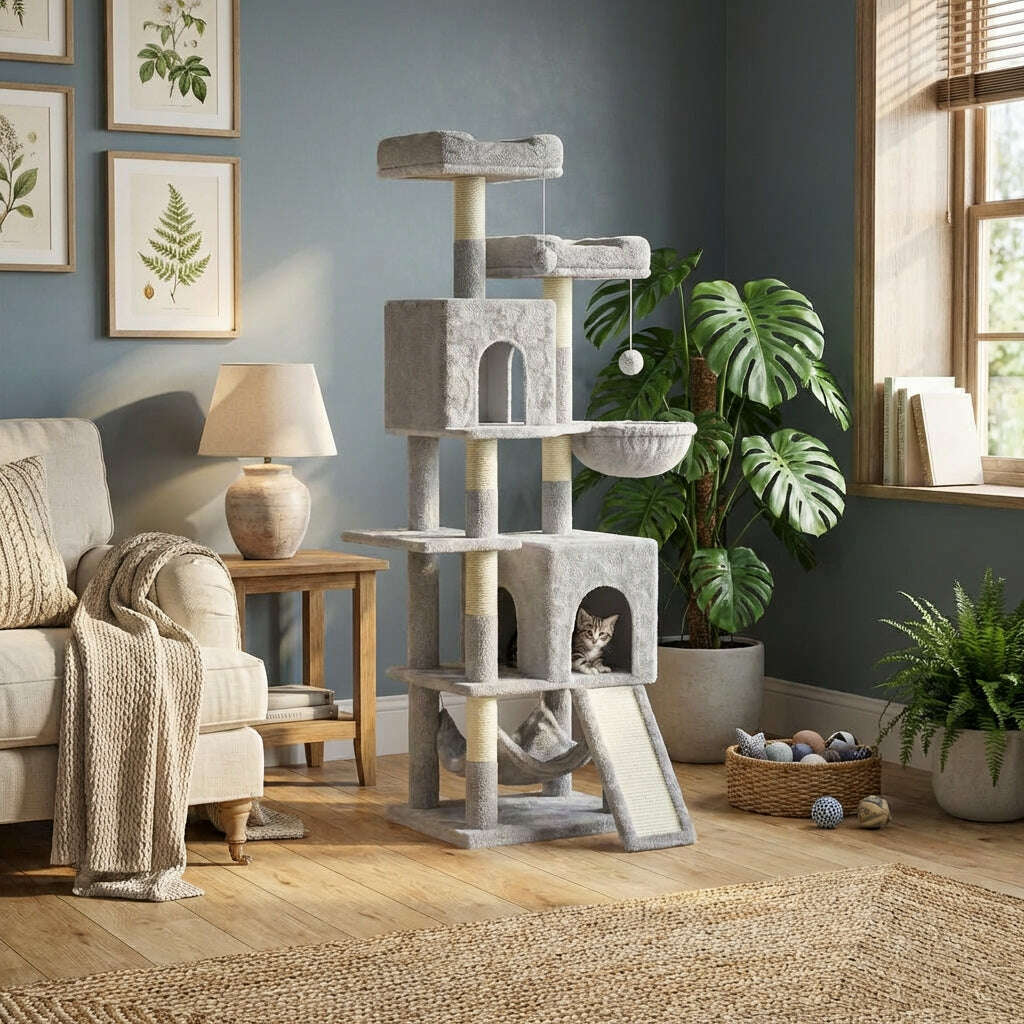Arbre à chat XXL en gris clair — vue d'ensemble