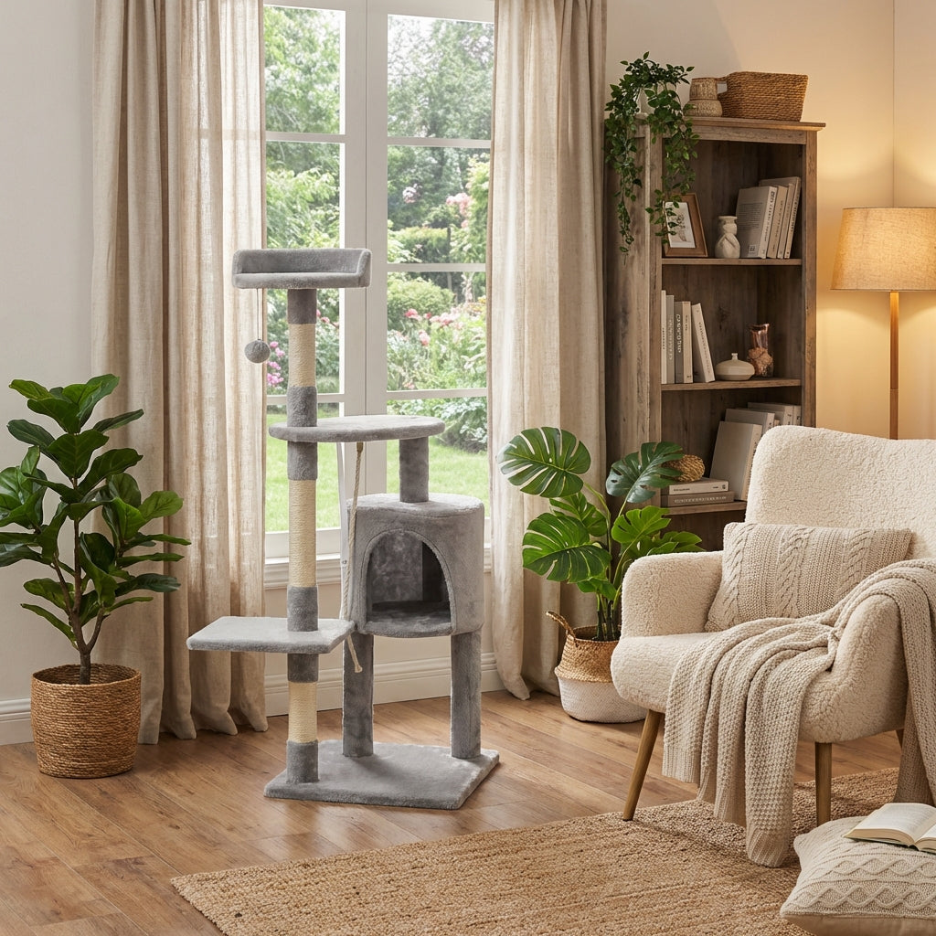 Arbre à chat design gris png