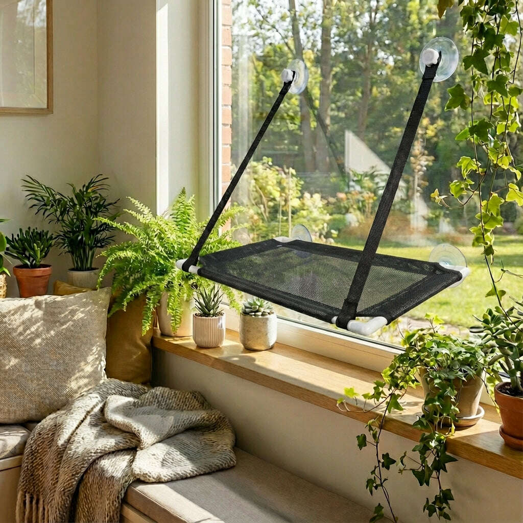 Hamac de fenêtre pour chat confortable — vue de côté