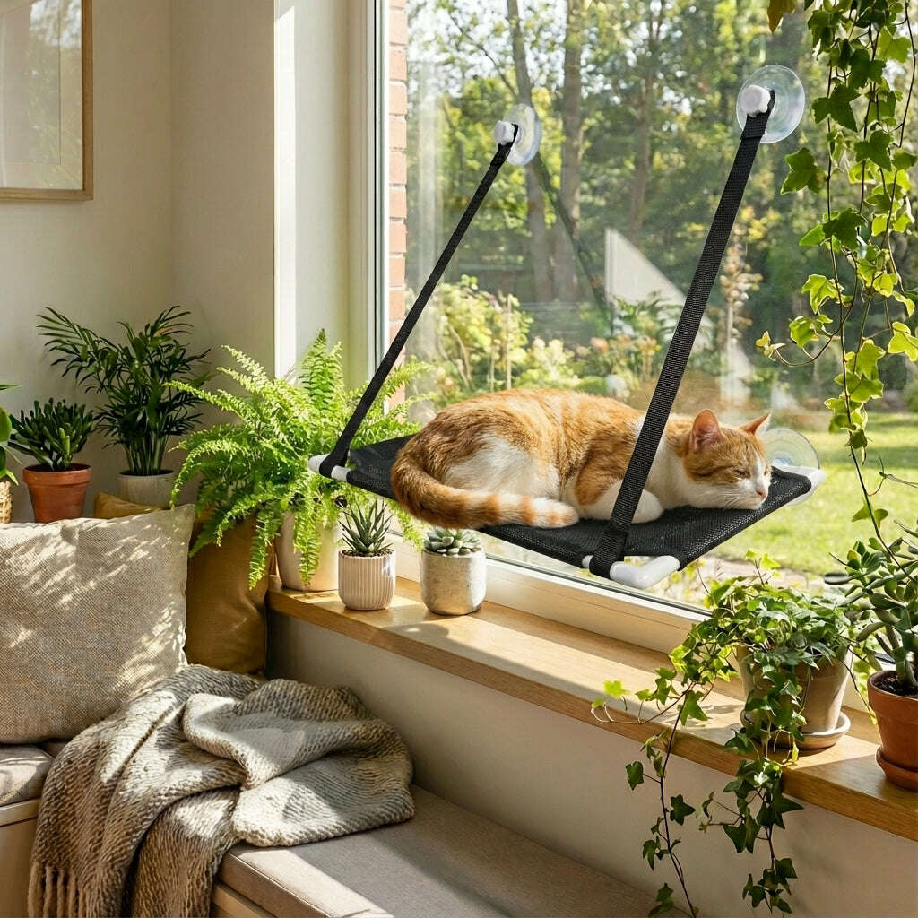 Hamac de fenêtre pour chat confortable — vue d'ensemble