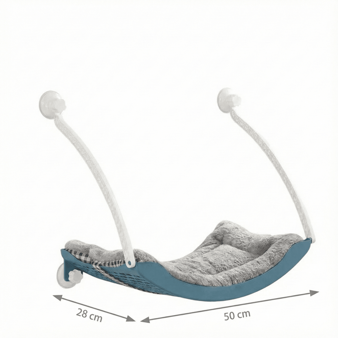 Hamac bleu design pour chat sur fenêtre — vue arrière