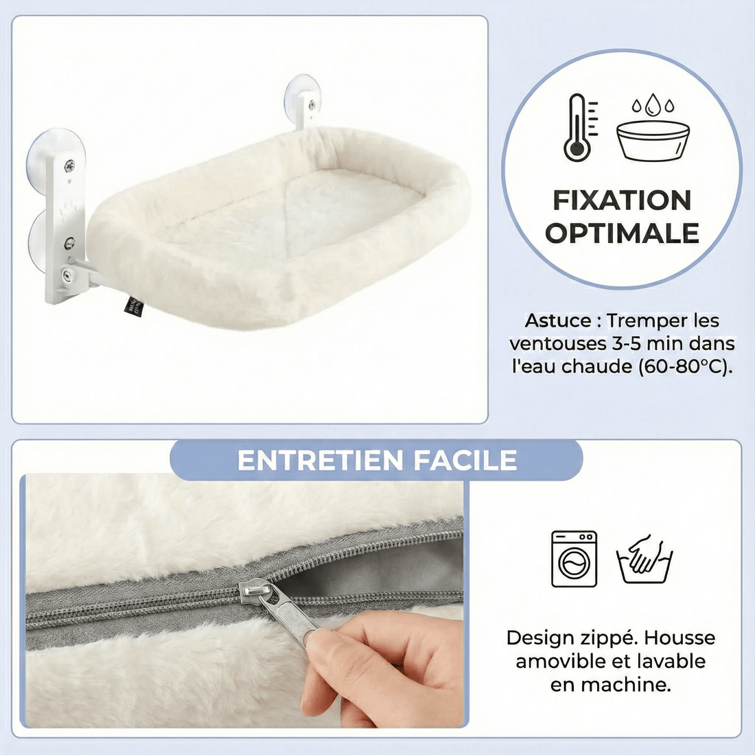 Hamac de fenêtre douillet pour chats — vue arrière