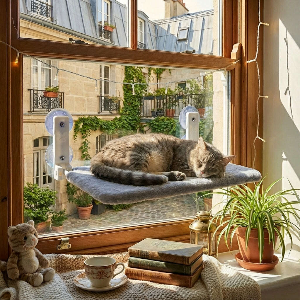 hamac-pour-chat-fenêtre-gris-clairlits-et-perchoirs-pour-chatsle-félin-35861289