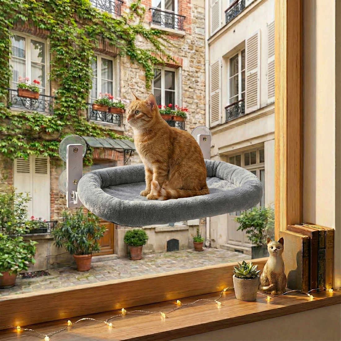 Hamac pour chat en tissu à ventouse
