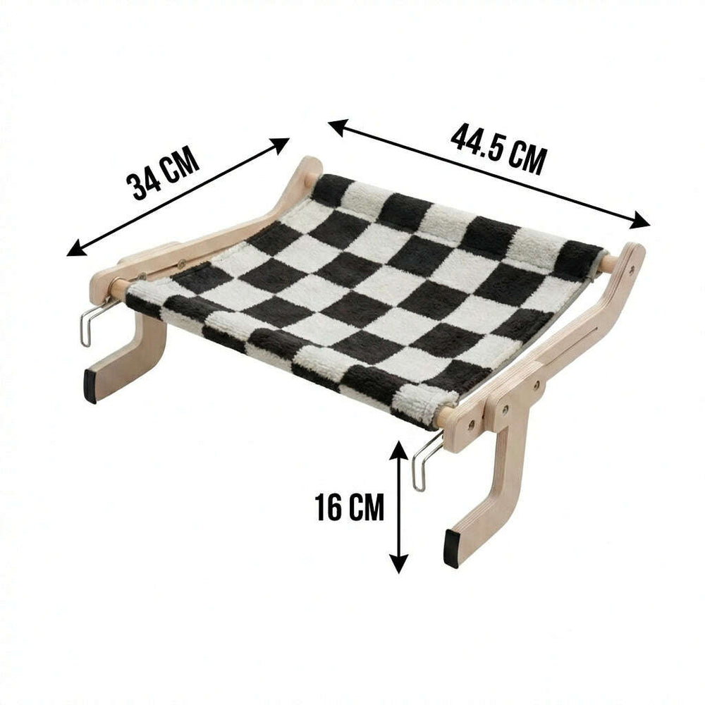 Hamac design en bois pour chat sur radiateur — vue zoom