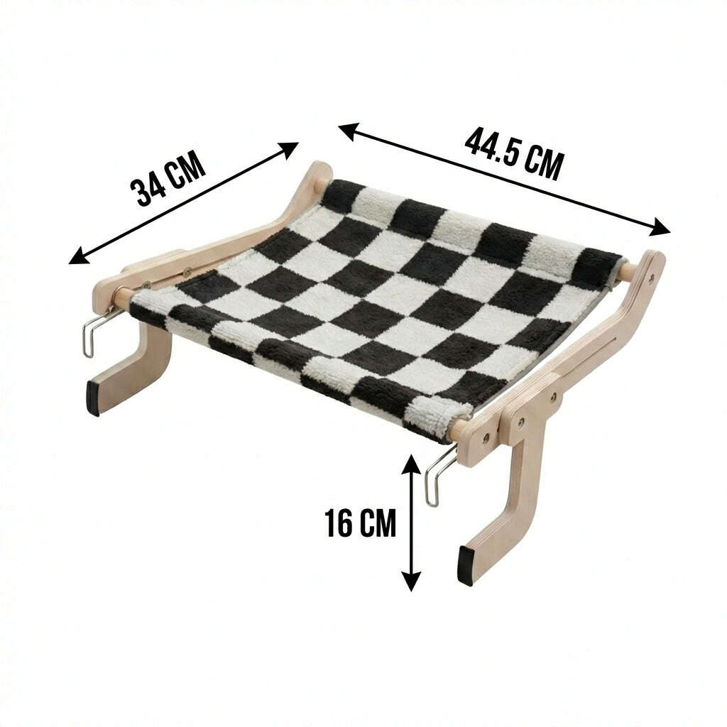 Hamac design en bois pour chat sur radiateur — vue zoom