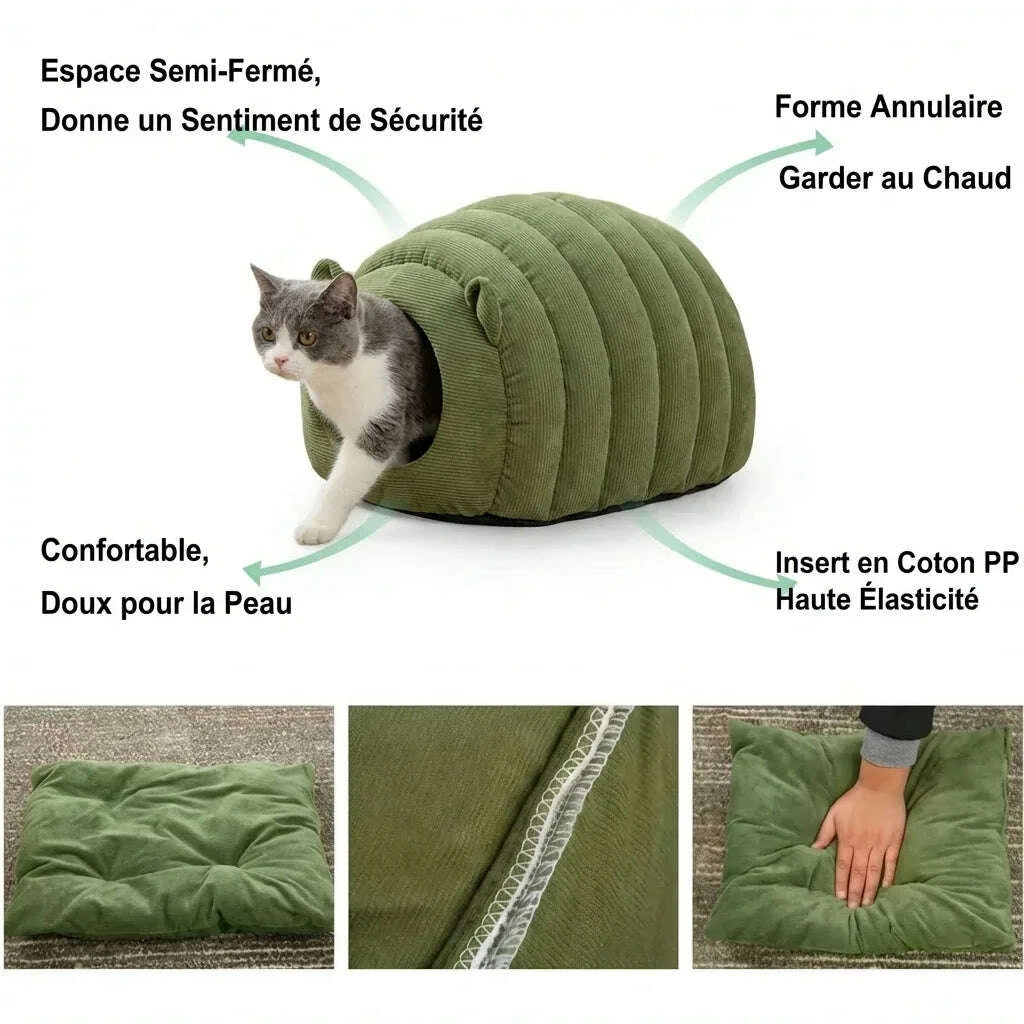 Igloo chenille pour chat confortable — vue zoom