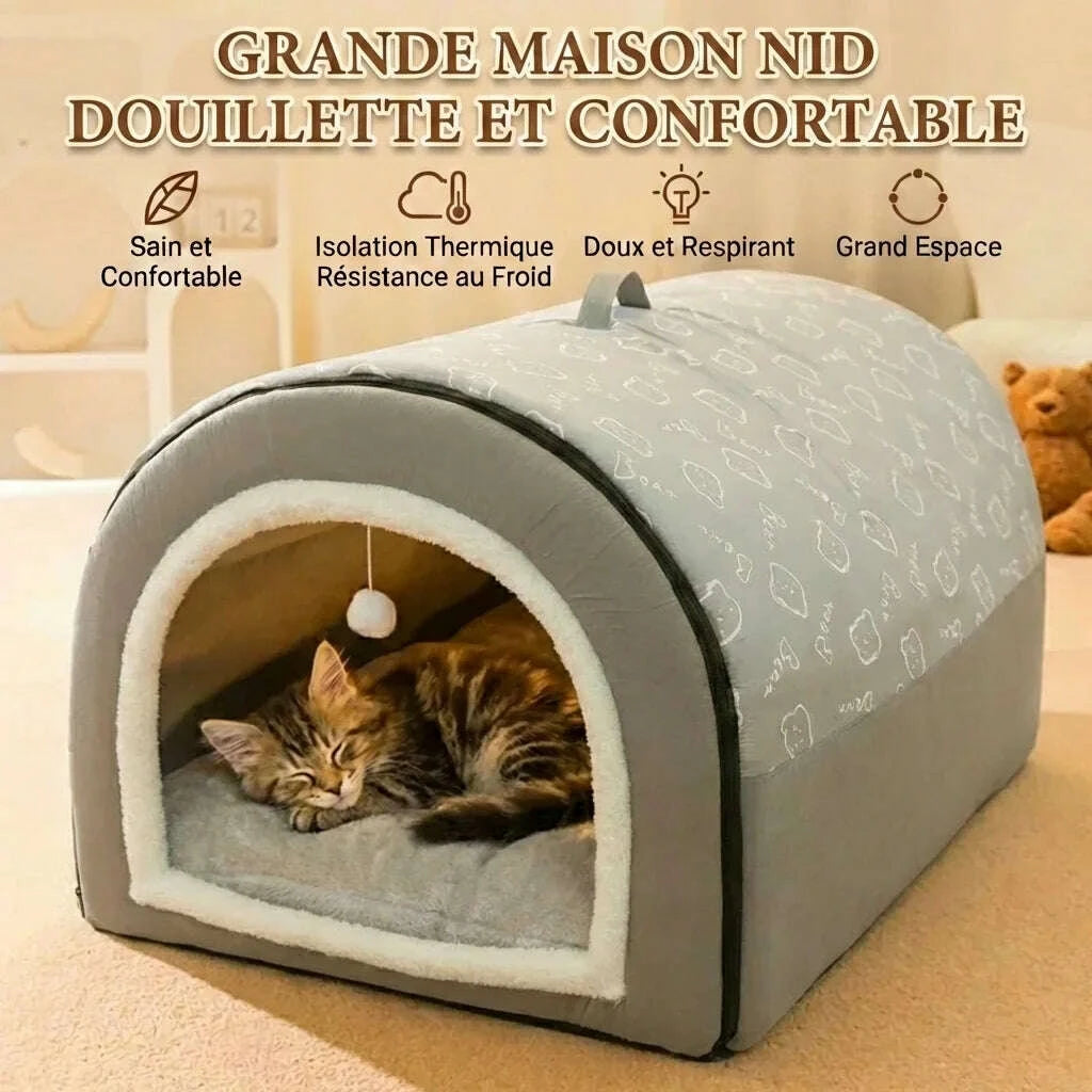 Maison moderne pour chat en gris — vue arrière