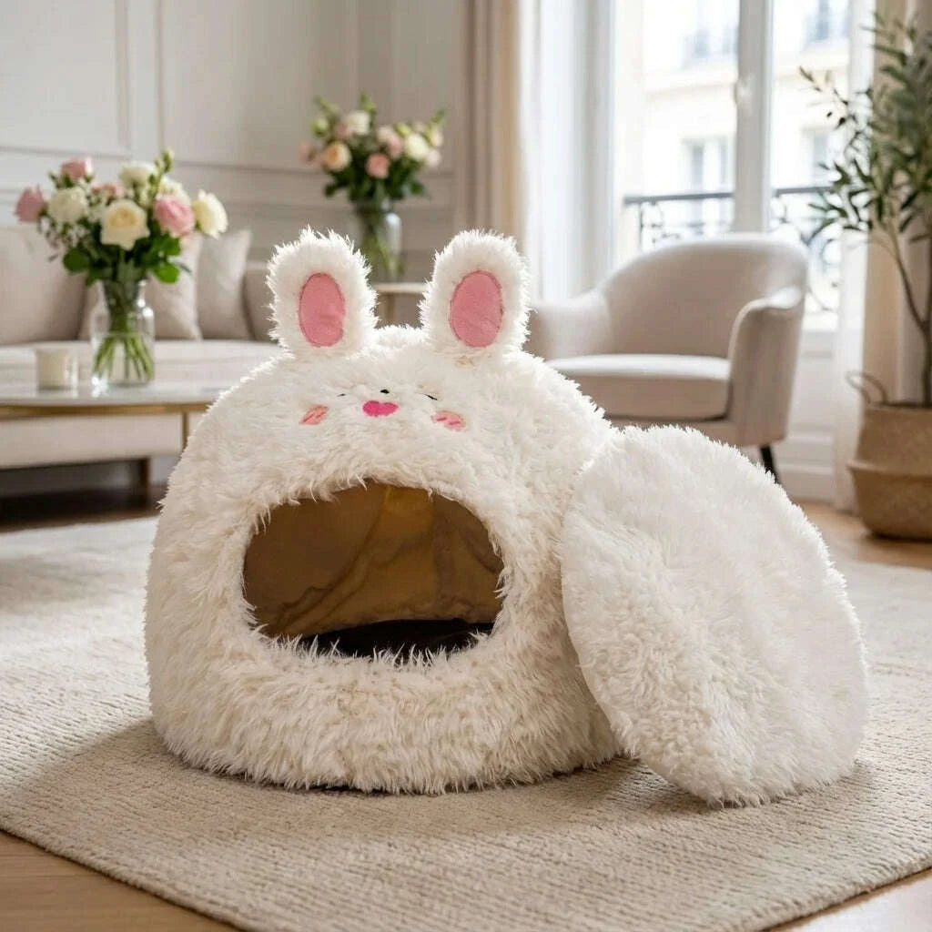 Niche pour chat blanche — vue zoom