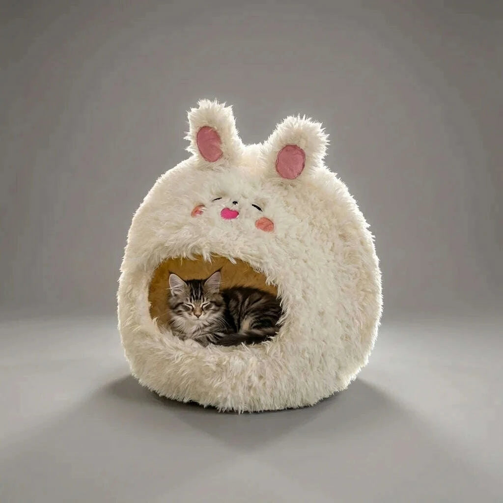 Niche pour chat blanche — vue d'ensemble